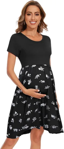 Miniatura 4 de Vestido de maternidad de manga corta para mujer, ropa de embarazo con bolsillos