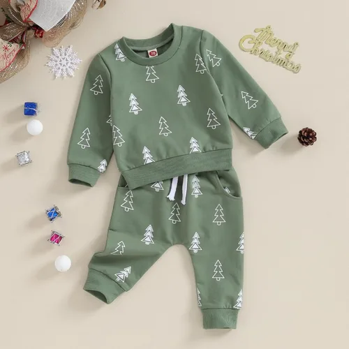 Miniatura 6 de Engofs Conjunto de sudadera de manga larga para bebé niño y niña, 2 piezas, sudadera de manga larga para otoño e invierno