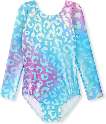 Miniatura 79 de HOZIY - Leotardos de manga larga para niñas, de gimnasia, para niños pequeños, trajes florales de unicornio, galaxia, arco iris, patrón de rayas