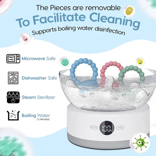 Miniatura 5 de O'doe Comedero de frutas Chupete de frutas para bebés con 1 comedero y 3 pezones Sin BPA, alimentador de alimentos para bebés y mordedor