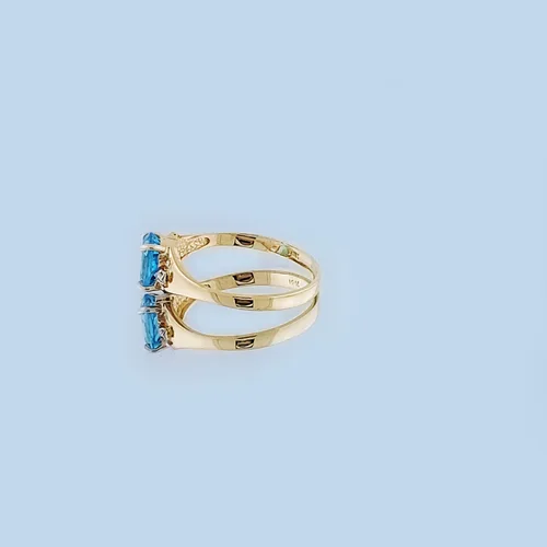 Miniatura 6 de Galaxy Gold GG Anillo de oro amarillo de 18 quilates con diamantes naturales y topacio azul