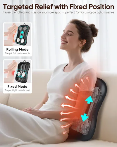 Miniatura 5 de Masajeador de espalda Shiatsu con calor: Masaje con rodamiento hacia arriba y hacia abajo, masajeador de amasamiento para aliviar el dolor