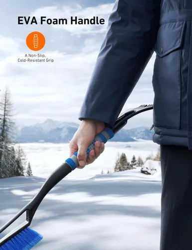 Miniatura 5 de AstroAI Paquete de 2 cepillos de nieve de 27 pulgadas y raspadores de hielo para parabrisas de automóvil, raspadores de nieve desmontables