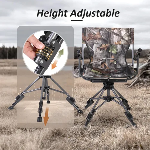 Miniatura 3 de REDCAMP Silla giratoria de caza de 360 grados para persianas, asientos de caza plegables con reposabrazos para acampar mochileros pesca
