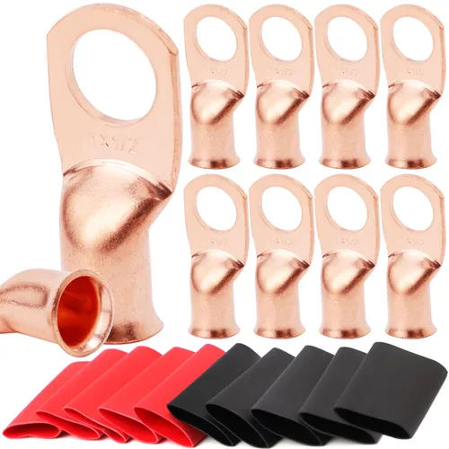 Miniatura 16 de TKDMR - Kit de 264 piezas de extremos de cable de batería, 132 piezas de terminales de anillo de lengüetas de cable de cobre resistentes AWG 8 6 4 2