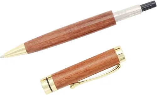 Miniatura 3 de Gullor Bolígrafo retráctil hecho a mano de palisandro, pluma de madera natural, clip de oro