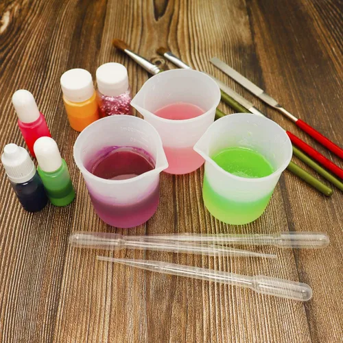 Miniatura 5 de 10 tazas medidoras de silicona de 3.4 fl oz para resina antiadherentes, herramientas de pegamento, tazas de tonificación de escala precisa