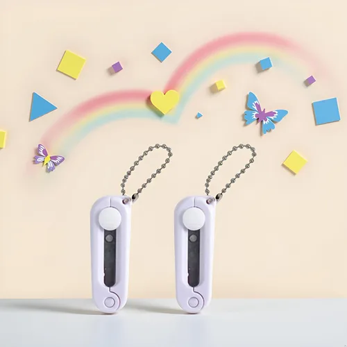 Miniatura 9 de Tijeras plegables blancas de 2 piezas, plegable, divertidas, telescópicas, de bolsillo, portátil, para viajes, manualidades, mini tijeras