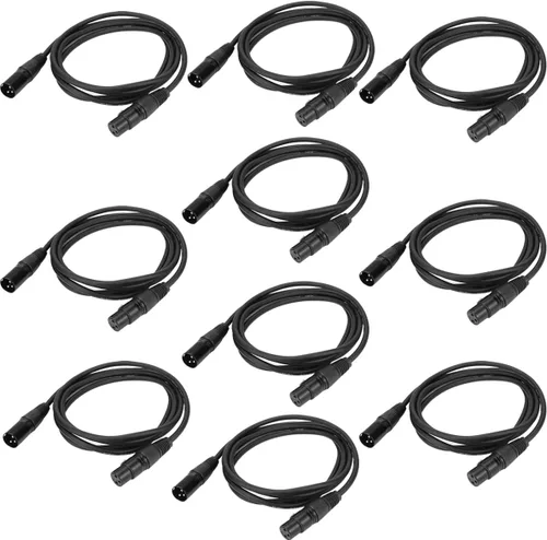 Miniatura 7 de Cable DMX de 3.2 pies, 10 cables de señal DMX de 3.3 ft, cables de señal, cable de señal XLR macho a hembra de 3 pines con conectores de metal
