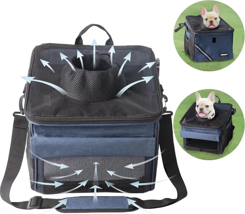 Miniatura 3 de Canasta/Bolsa de Transporte para Mascotas para Bicicleta, Mochila Transportadora/Elevadora para Perros y Gatos con Bolsillos Laterales Grandes