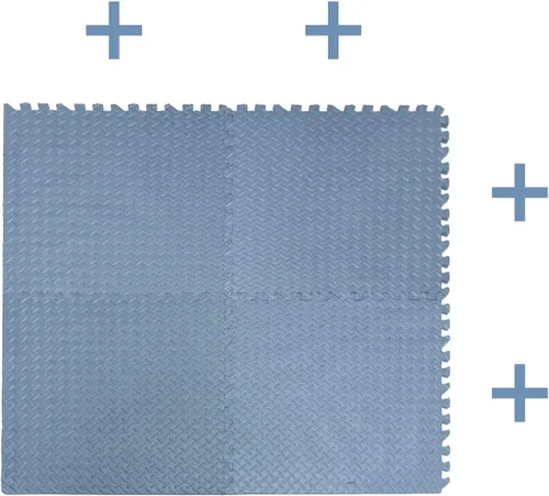 Miniatura 5 de SkyBlue 12 X (24 pies cuadrados) Alfombrilla de piso de gimnasio de 24 x 24 pulgadas de espuma EVA entrelazada para ejercicio de fitness, Celeste