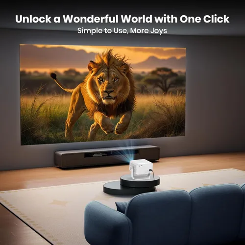 Miniatura 3 de Proyector 4K con WiFi y Bluetooth, mini proyector nativo de 1080P, portátil, enfoque automático y compatible con Keystone con TV Stick/Memory