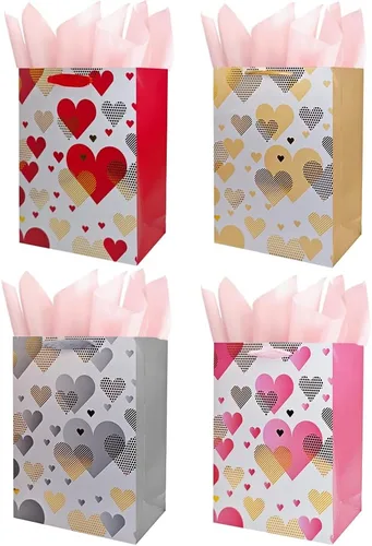 Miniatura 7 de Colodeol 4 Piezas Bolsas de Regalo del Día de San Valentín de 16.8" con Papel de Seda, Bolsa Extra Grande del Día de San Valentín con Asas Bolsas