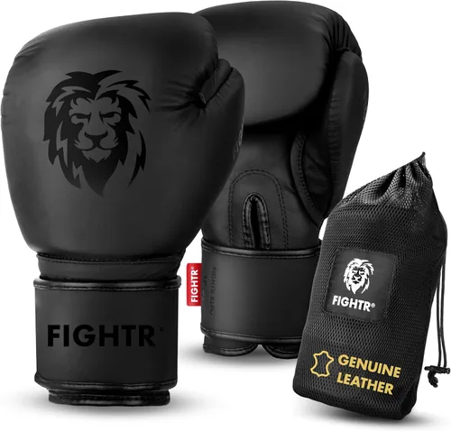 Guantes de boxeo FIGHTR® Pro hechos de cuero genuino | Para hombres y mujeres | para boxeo, MMA, Muay Thai, Kickboxing y artes marciales 10 12 14 16