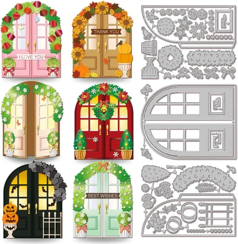 Miniatura 8 de GLOBLELAND Troqueles de corte de ventana para hacer tarjetas, marco de ventana, troqueles para bricolaje, álbumes de recortes, diario, papel