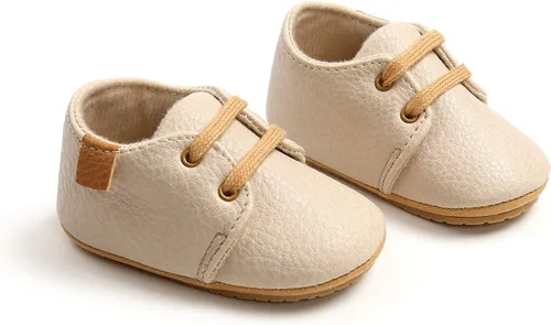 Miniatura 3 de COSANKIM Zapatos para bebés niños y niñas, zapatos de piel sintética con cordones para bebés, suela de goma antideslizante, mocasines para recién