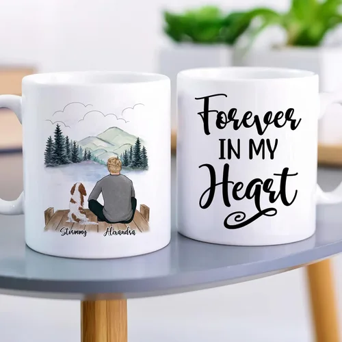 Miniatura 3 de Gossby Taza personalizada para papá con perro, Forever in My Heart, regalo personalizado para hombres amantes de los perros con diseño, nombres, 1