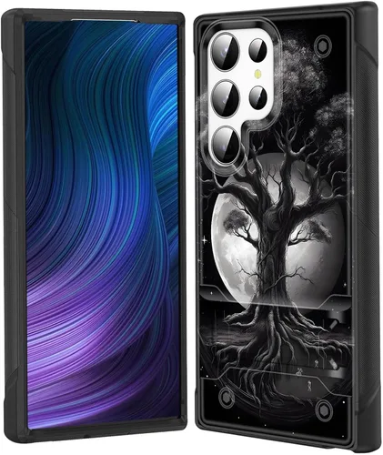 Miniatura 29 de Funda para Galaxy S24 Plus con soporte, doble capa híbrida de policarbonato duro y silicona suave, resistente a prueba de golpes, funda protectora
