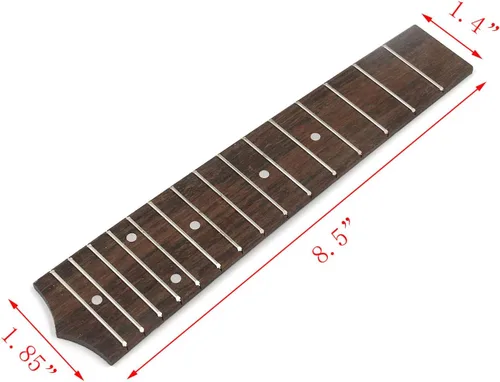 Miniatura 2 de Dnyta Diapasón de ukelele de 8.5 pulgadas de largo, color marrón palisandro con 15 trastes, piezas de repuesto para concierto, ideal para ukelele