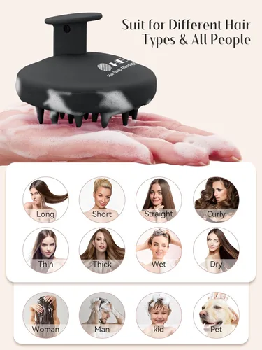 Miniatura 7 de HEETA Masajeador de Cuero Cabelludo para el Crecimiento del Cabello, Exfoliador de Cuero Cabelludo con Cerdas Suaves, Diseño de Silicona Integrado