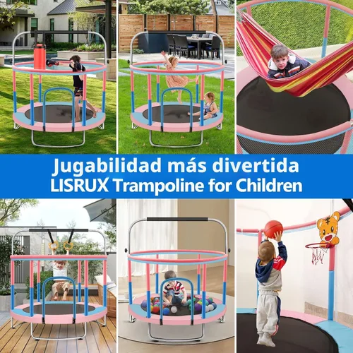 Miniatura 2 de 60" Toddler Trampoline for Kids, 5FT Adjustable Trampoline Indoor Outdoor with Enclosur Net, Mini Trampoline for Kids 3-10, 880lbs Capacity