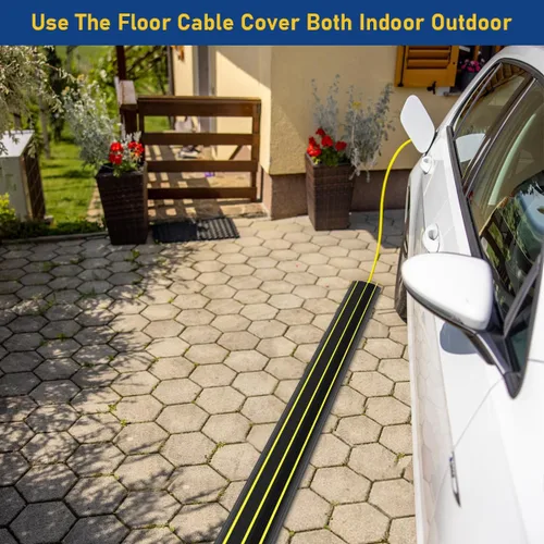 Miniatura 6 de Cubierta de cable de suelo, cubierta de cable de extensión de 10 pies para cables de suelo de 3 canales, protector de cable de suelo para el hogar
