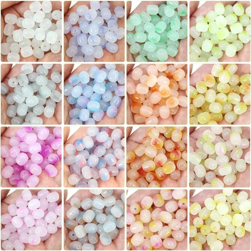 Miniatura 7 de 1000 cuentas cilíndricas de vidrio a granel de 0.315 x 0.394 in de colores surtidos de azufaifo espacial, cuentas sueltas para suministros