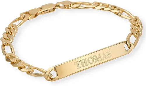 MYKA - Pulsera de identificación personalizada para hombre en plata de ley 925chapado en oro joyería personalizada para él regalo para novio marido