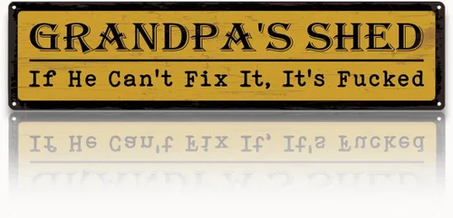 Miniatura 16 de Metal Fathers Day Gift, Retro Metal Tin Sign, Man Cave Decor, Papa's Garage, If He Can't Fix It We're Screwed, Garage Workshop Decor, Gift for Papa