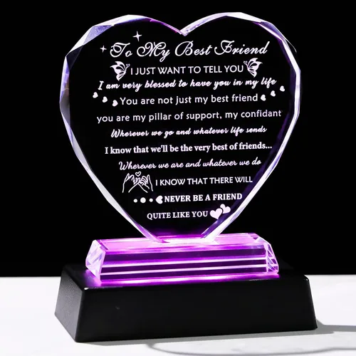 Miniatura 7 de YWHL Regalos de cumpleaños para mejor amiga con base LED, regalo de mejor amiga para mujeres, corazón de cristal, amistad, regalos BFF para mujeres