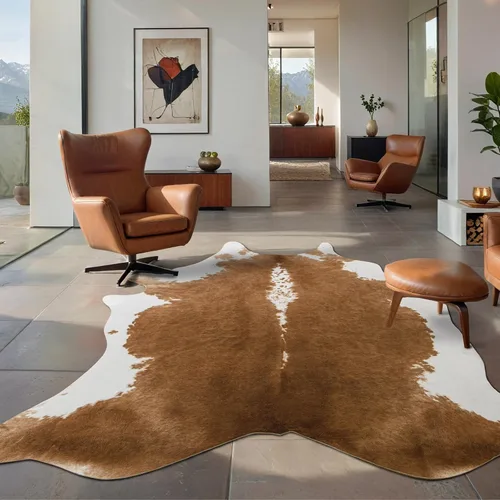 Miniatura 2 de BENRON Alfombra Premium de Piel de Vaca Sintética, Estampado de Vaca, Alfombras Rústicas Occidentales para Sala de Estar y Dormitorio, Pieles
