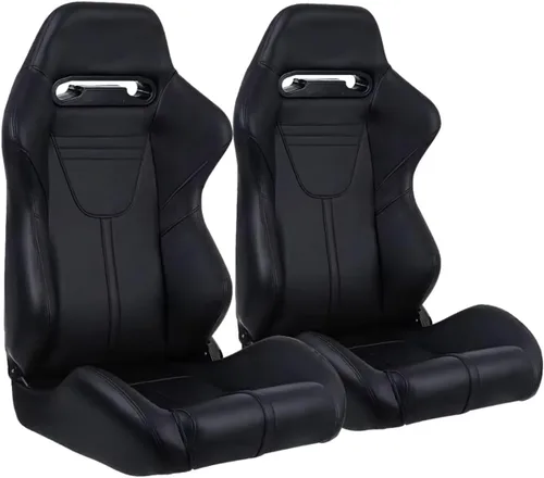 Miniatura 23 de 2 asientos universales ajustables de carreras con deslizadores dobles, asientos de cubo reclinables, 1 par de asientos deportivos para vehículos