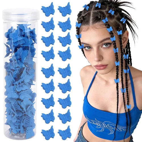 Miniatura 10 de YISSION 60 pinzas para el cabello de mariposa verde mate, lindas pinzas pequeñas de mariposa con caja paquete de los años 90 Y2K accesorios