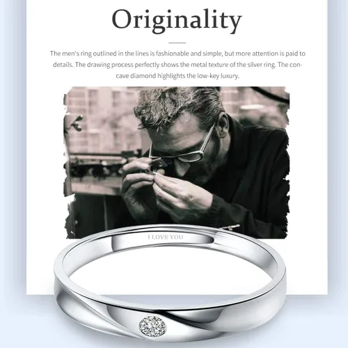 Miniatura 3 de Sunamy Endless Love - Juego de anillos de pareja a juego para él y ella, diseño de corazón romántico de plata S925, anillo de compromiso