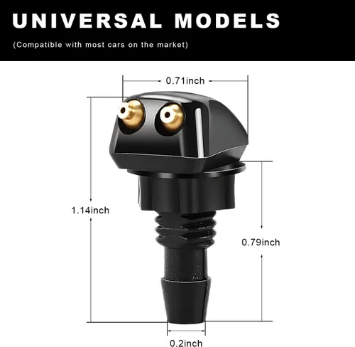 Miniatura 2 de 2 boquillas para limpiaparabrisas delantero, rociador de doble orificio, chorro de columna recta, kit de repuesto universal para la mayoría