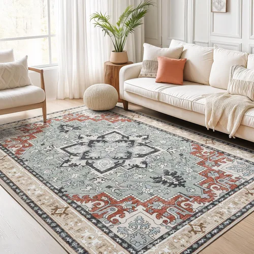 Miniatura 24 de Lofus 8x10 Alfombras de área para sala de estar, alfombra de área lavable, alfombras para dormitorio, cocina, alfombra vintage boho, alfombra suave