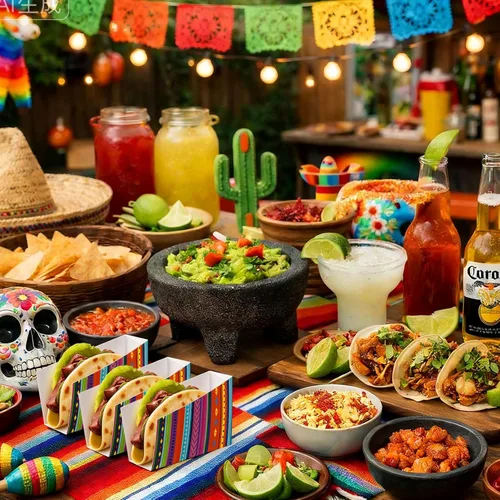 Miniatura 6 de 50 piezas de Taco Nights Mexican Cinco De Mayo Party Taco Holder Mexican Nacho Popcorn Bandejas sin ensamblar Snack Soporte de papel desechable