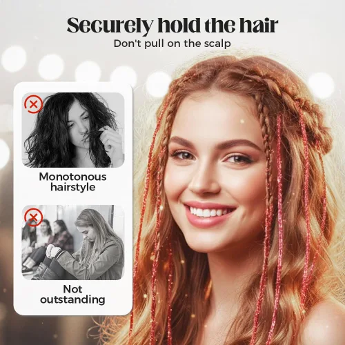 Miniatura 3 de 12 extensiones de cabello de oropel con clip, color champán, extensiones de cabello de oropel con clip, extensiones de cabello con purpurina