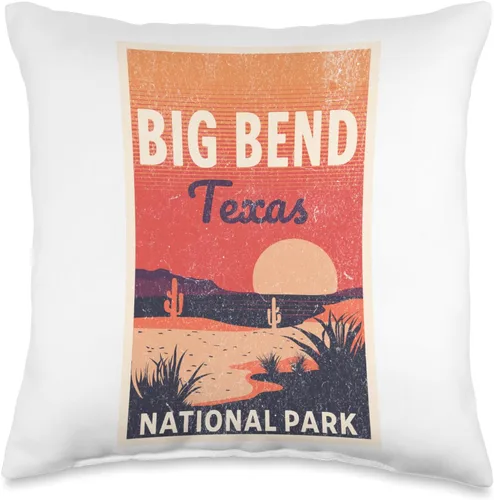 Big Bend National Park Texas USA Outdoor Vintage Big Bend National Park - Almohada de 16 x 16 pulgadas, multicolor