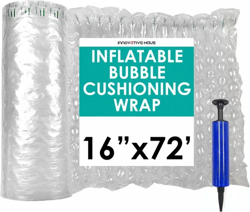 Miniatura 8 de Innovative Haus Envoltura de amortiguación de burbujas inflable de 10 pulgadas x 144 pies con bomba - Almohadas de aire para envío - Envoltura