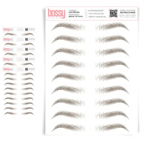 Miniatura 37 de 5 paquetes de tatuajes temporales para cejas, adhesivos impermeables para cejas, tatuajes falsos para el cabello tipo pelar de transferencia