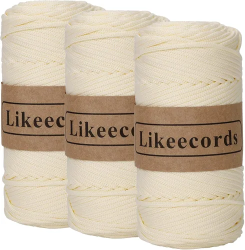 Miniatura 38 de Likeecords Cordón de macramé trenzado de poliéster de 0.157 in, 140 yardas/426 pies, hilo elástico para bolsa de ganchillo para manualidades, Verde