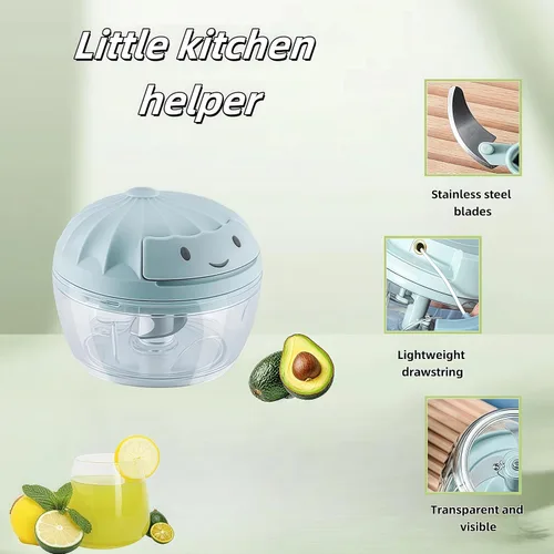 Miniatura 6 de Procesador manual de alimentos, picador de verduras, mini cortador de ajo con cuerda de mano, cortador de cebolla para verduras, jengibre, frutas