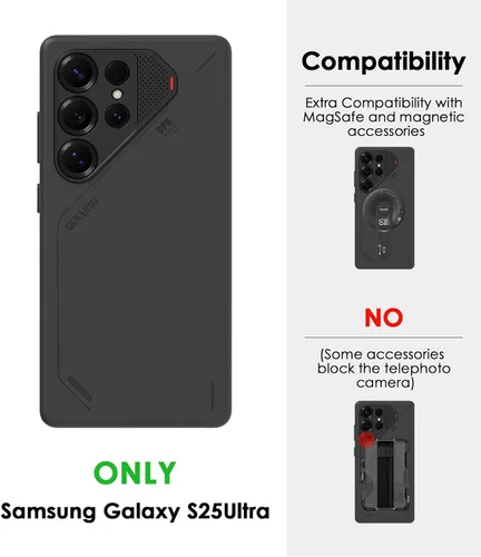 Miniatura 2 de Aulumu S25 Ultra Galaxy Funda Magnética de Cuero Vegano Compatible con MagSafe Refrigeración Pasiva Funda Samsung Galaxy S25 Ultra - Negro