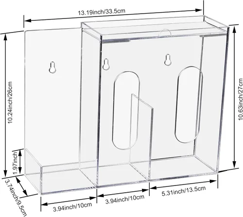 Miniatura 2 de SEANADO Dispensador de mascarillas de acrílico con 3 compartimentos, estación de higiene para máscaras faciales desechables, bolsa de Emesis