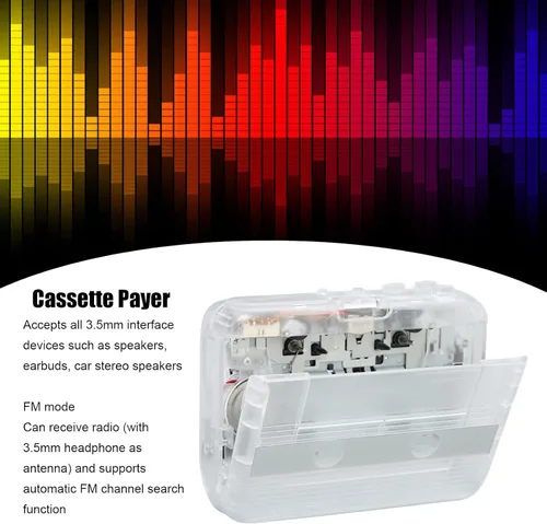 Miniatura 3 de Reproductor de casete portátil, reproductor de cinta Bluetooth, radio FM, reproductor de cinta de casete estéreo/grabadora con auriculares, función