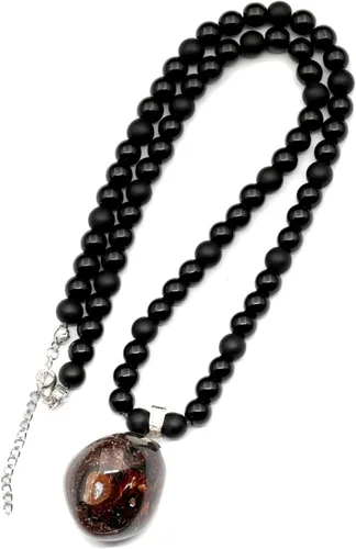 Miniatura 17 de Colgante de turmalina cruda natural, Collar de cuentas de ónix negro genuino, Collar de piedra negra, Collar de piedras preciosas, Cuentas de 0.315