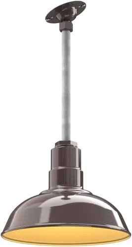 Miniatura 22 de Steel Lighting Co. El Segundo - Lámpara de granero Colgante montado en el techo Domo de 12 pulgadas Vástago de 12 pulgadas Luz de acero