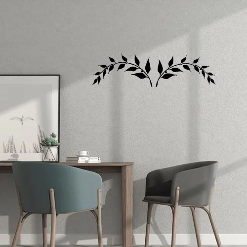 Miniatura 5 de Valley Bird 2 piezas de decoración de pared de hojas de árbol de metal, decoración de pared de hierro negro, hoja de metal para sala de estar