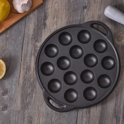Miniatura 6 de Cabilock Mini moldes para tartas de hierro fundido Caracol Escargot Plate 15 agujeros de compartimiento molde negro para panqueques